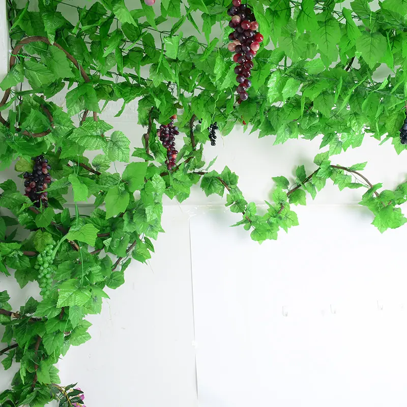 DLL653 Artificial Simulation Grape Vine Plant Rattan Wall Hanging Green Plants Indoor Tropical Foliage Houseplant Decoration