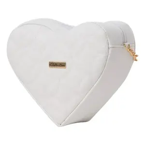 Caja de Joyería en Forma de Corazón Fana, Blanca, Acolchada, con Cierre de Cremallera, Elegante Estuche de Almacenamiento para Regalo del Día de San Valentín - Product Image 1