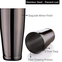 Ensemble de 10 shakers à cocktails Boston personnalisés en acier inoxydable noir, 750 ml/600 ml, outils de bar en métal lesté pour mélanger les boissons, jetables