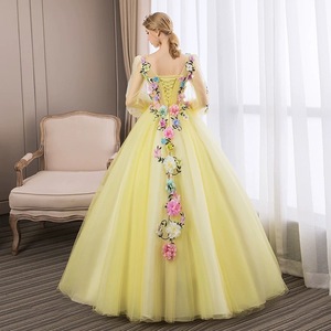 Light Yellow Tulle Stage Performance Dress With 3D Floral Embroidery Women's Long Evening Gown For Solo Singing Choir Hosting - Product Image 3