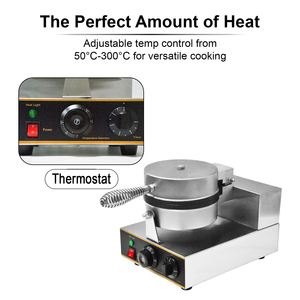 온도 보호기 및 끈 손잡이가있는 비 접착 표면 304 스테인레스 스틸 단일 플레이트 상업용 와플 메이커 - Product Image 4