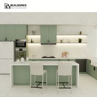 Buildgres Cabinet Évier Petit Stand Smart Shaker Italien Construit en Vert Ensemble de Maison Suspendus avec Unité d'Angle Incurvé Armoires de Cuisine