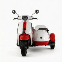 2-Person Electric Sidecar Motorcycle | Red-White Retro Urban Commuter Scooter