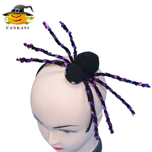 Diadema de araña de Halloween con lentejuelas, accesorio de disfraz con ribete de tela suave para decoración de fiestas - Product Image 5