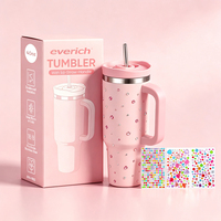 Gobelet isotherme Everich H2.0 40oz à double paroi, sans BPA, avec revêtement poudré, gravure laser personnalisée du logo, poignée et paille