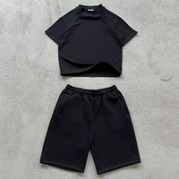 T-shirt et short courts surdimensionnés à coupe et couture personnalisés en éponge française