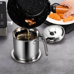 Utensilios de Cocina de Acero Inoxidable, Accesorios para Separar Residuos de Aceite, Juego de Tazas Filtrantes de Aceite Metálicas, Taza Filtrante de Aceite de Cocina con Tapa - Product Image 3