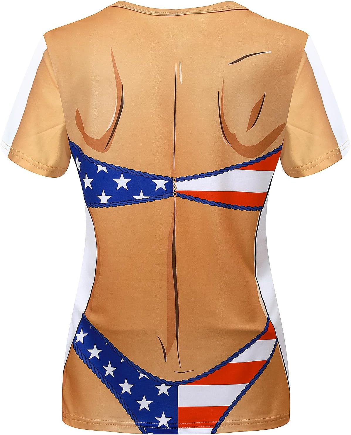 Women's Short Sleeve T-Shirt with Festival Printed Bikini Performance Wear for Ballet