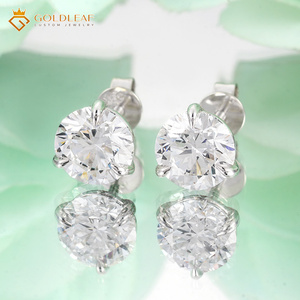 Goldleaf 1CT D Color VVS Clarity Lab Grown Round Brilliant Cut Diamond Stud Earrings 14K Gold Claw Setting IGI Certified - Product Image 2