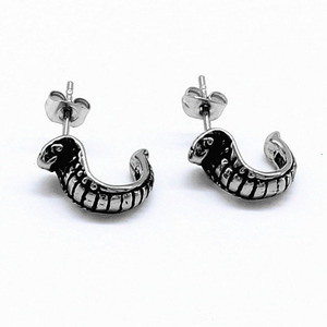 yunnique Snake <b>Stud</b> Earrings Tibetan <b>Silver</b> Titanium Steel Animal Shape Fashion Jewelry for Men Women - Product Image 1