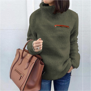 Fontes De Fornecimento De Comércio Exterior 2024 Outono Camisola Nova Europeia e Americana Moda Zipper Camisa Base De Pescoço Alto ys80968 - Product Image 4