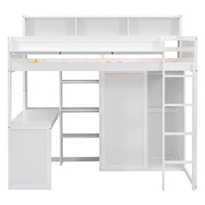 Letto a Soppalco Multifunzionale per Bambini e Adulti con Scrivania, Armadio e Libreria, Mobile Contenitore in Legno Ecologico dal Design Moderno - Product Image 4