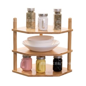 Étagère de rangement en bambou en forme d'éventail, 12,9 pouces, multifonctionnelle, pour étagère d'angle de cuisine, pour l'affichage des condiments, usage domestique - Product Image 5