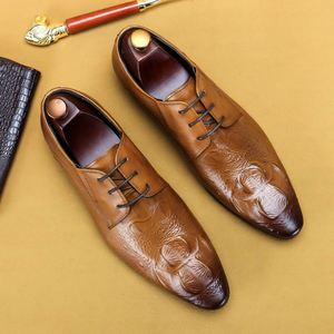Zapatos Oxford de Punta Puntiaguda para Hombre, de Cuero Genuino con Estampado Animal, para Oficina y Vestir, con Cordones, Suela de Goma Antideslizante, para Todas las Temporadas - Product Image 4