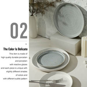 Plato de cena de bistec de postre de porcelana duradera azul y blanca reactiva de forma Irregular de alta calidad para restaurante Hotel - Product Image 4