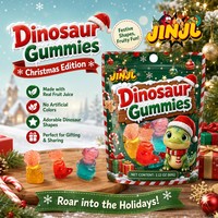 Nieuwe 2026 Kerst-dinosaurusvormige gemengde fruit-gearomatiseerde gummies, 50% sapgehalte, perfect voor kinderkerstsokken