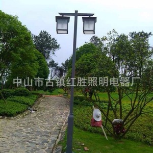 Lámpara de jardín LED de 3 m con doble cabezal de aleación de aluminio para iluminación exterior de villas y patios. - Product Image 1