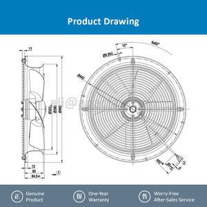 พัดลมระบายความร้อนแบบแกนหมุน รุ่น W4E350-CA06-01 ขนาด 350 มม. 230VAC 0.62A 140W 1390 รอบต่อนาที 2850 ลบ.ม./ชม.  ลูกปืนเม็ดกลม  วัสดุโลหะ  รับผลิตแบบ OEM ODM - Product Image 4