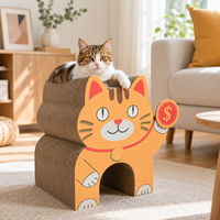 Griffoir pour chat en carton ondulé écologique en forme de chat porte-bonheur, durable, réversible, avec impression personnalisée, lit de repos