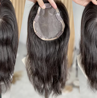 Topper de cheveux noirs de 12 pouces 6x6 Mono Base séparation gratuite poids léger 100% densité Premium véritable pince à cheveux humains dans les Toppers pour les femmes