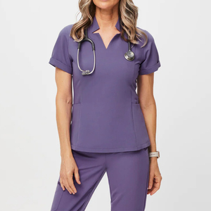 Services de conception de vêtements, ensemble de blouses médicales à nouer, fermeture éclair en nylon <span class=keywords><strong>blanc</strong></span>, <span class=keywords><strong>pantalon</strong></span> de jogging pour infirmières, uniformes de travail extensibles - Product Image 3