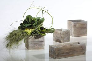 Lot de Jardinières Carrées en Bois Rustique Blanchi, Supports à Fleurs - Product Image 2