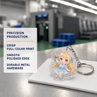 Porte-clés en acrylique anime personnalisé, acrylique 2 mm, impression UV couleur intégrale, fermoir à déclenchement, OEM ODM, faible MOQ, impression d'illustrations personnalisées