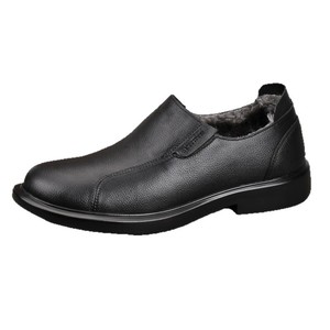 Chaussures d'hiver pour hommes en cuir véritable à bout rond, doublure en fourrure chaude, semelle extérieure en caoutchouc, semelle intermédiaire en EVA, bottes décontractées douces et confortables - Product Image 5