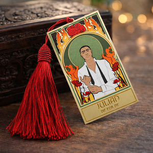 Segnalibro in Metallo Personalizzato Stile Tarocchi, Placcato Oro in Lega di Zinco Smaltato, Segnalibri Artistici con Nappa per Lettori e <span class=keywords><strong>Club</strong></span> <span class=keywords><strong>del</strong></span> Lettura - Product Image 1