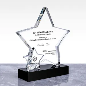 Groothandel Creatieve Pentagram Crystal Trofee Enterprise Jaarlijkse Bijeenkomst Souvenir Op Maat Gemaakte Crystal Award Trofee