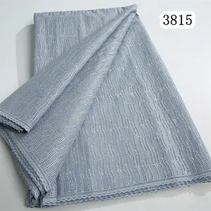 3815 gri İsviçre vual Dubai tarzı 2024 yüksek kalite afrika Polyester dantel kumaş saf renk nijerya pamuk erkekler kadınlar için