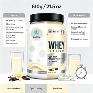 LuvVita OEM Hydrolyzed Whey Protein Isolate <strong>Powder</strong> 25g Protein 5.5g <strong>BCAAs</strong> for Muscle Recovery &amp; Strength Support - Product Image 5