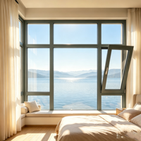 Ventana de Aluminio Moderna con Doble Acristalamiento y Vidrio Templado para Viviendas Residenciales, Directo de Fábrica HUACAI