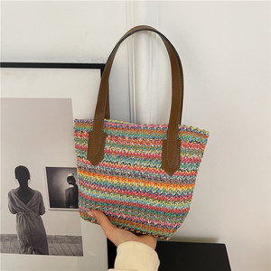 Bolso de playa de verano, bolso de paja de <span class=keywords><strong>rafia</strong></span>, bolso de paja tejido de <span class=keywords><strong>rafia</strong></span> de paja de gran tamaño, bolso de mujer grande Natural enorme - Product Image 6
