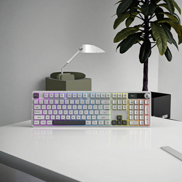Tri-Mode Gasket Mechanical Keyboard 98 Keys Smart TFT Screen Metal Rotary Knob Hot Swappable RGB Bluetooth Game Keyboard