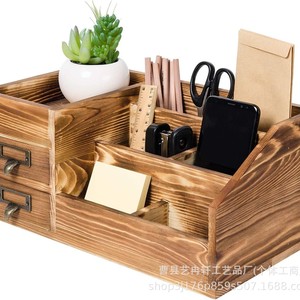 Solid Wood Desktop Organizer Rectangle <b>Storage</b> <b>Box</b> With <b>Drawers</b> For Office Home Use - Product Image 5