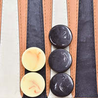 Jetons de backgammon en résine faits à la main, 37 mm, pierres de backgammon en marbre noir et ivoire