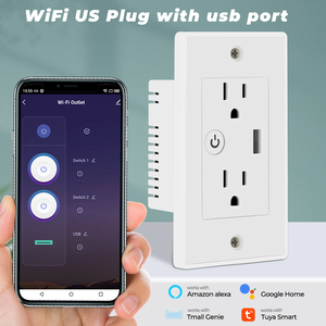 Technologie de maison intelligente américaine, prise murale avec interrupteur contrôlable par l'application Tuya, prise murale intelligente Wifi avec port de charge USB - Product Image 2