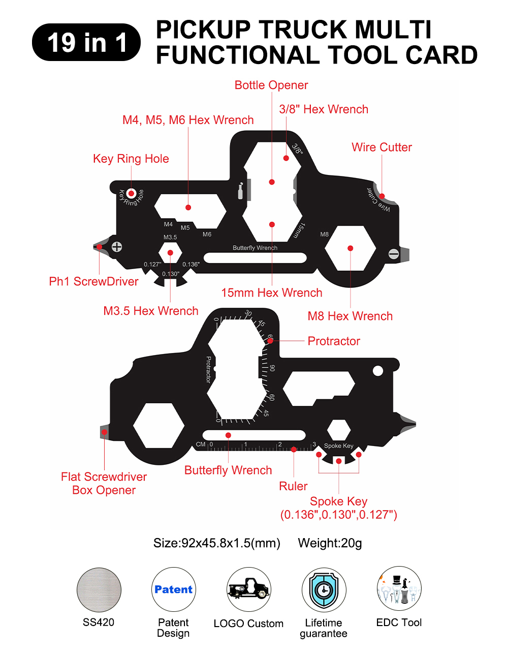 20-in-1 Pickup Truck Shape Card Tool ( Screwdriver)