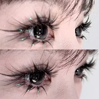 Faux cils en diamant brisé, effet 3D, faits à la main, avec bande complète, effet diamant d'eau, épais, pour soirée, paire de cils