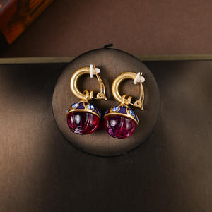 高級ヴィンテージパープルガラス電気メッキ銅金メッキフリンジドロップネックレスブライダルウェディングセット女性のファッショナブルなジュエリー - Product Image 4