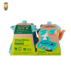 Ensemble de jeu 3 pièces écologique pour enfants en paille de blé : autocuiseur, bouilloire et réchaud à gaz - Product Image 6
