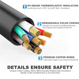 Cable Eléctrico Estándar Americano de 8 Pies y 7 Pines con Caja de Conexiones para Accesorios de Remolque - Product Image 6