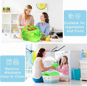 Bolsa de Poliéster Plegable y Lavable para Compras, Supermercado, Frutas, Verduras, Almacenamiento de Alimentos, con Logotipo Personalizado - Product Image 5