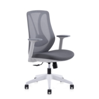 Chaise de bureau ergonomique moderne en tissu maillé avec accoudoirs fixes, pivotante, hauteur réglable, dossier respirant en maille - Usage commercial