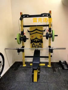 Spor salonu Fitness muti-fonksiyonel katlanır duvara montaj güç rack'i basın raf Squat çerçevesi düz tezgah ve ağırlık plakaları ile - Product Image 5