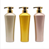 Flacon vide en plastique métallisé brillant de luxe en gros, 500 ml, carré, pour shampoing, bain, avec pompe, emballage cosmétique