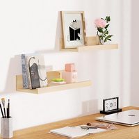 Étagère murale flottante double ou simple niveau en bois et métal pour salon, cuisine, salle de bain, rangement d'épices, fleurs et articles divers (vente en gros)