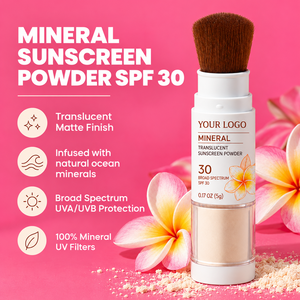 Nouvelle Poudre Fixatrice Solaire 2-en-1 avec Brosse Portable – Flacon Applicateur pour Retouches en Déplacement – Protection Solaire Minérale SPF 30 - Product Image 1