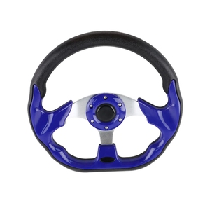 Màu xanh phổ D hình phẳng Drift đua da tay lái + nút sừng 6 lỗ - Product Image 5